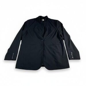 A New Day Womens Two-Buttons Blazer Jacket Black Size Large Solid Rayon Blend